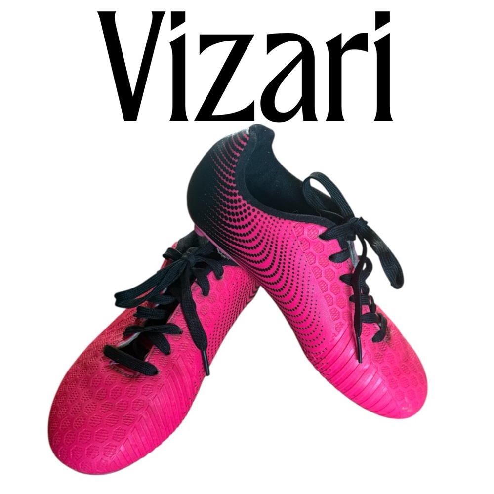 1Y girls Vizari pink and black cleats